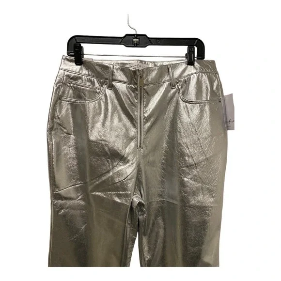 NWT Love, Fire Faux Leather Pants 15 Juniors Metallic Bootcut Flare High Waist - Picture 3 of 5
